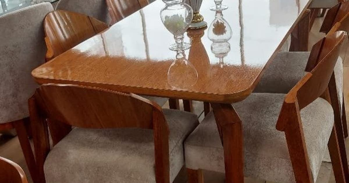 Comedor moderno de 6 sillas en madera tornillo natural - Comedores - Roble Miel y Nogal Oscuro | Muebles Bethel