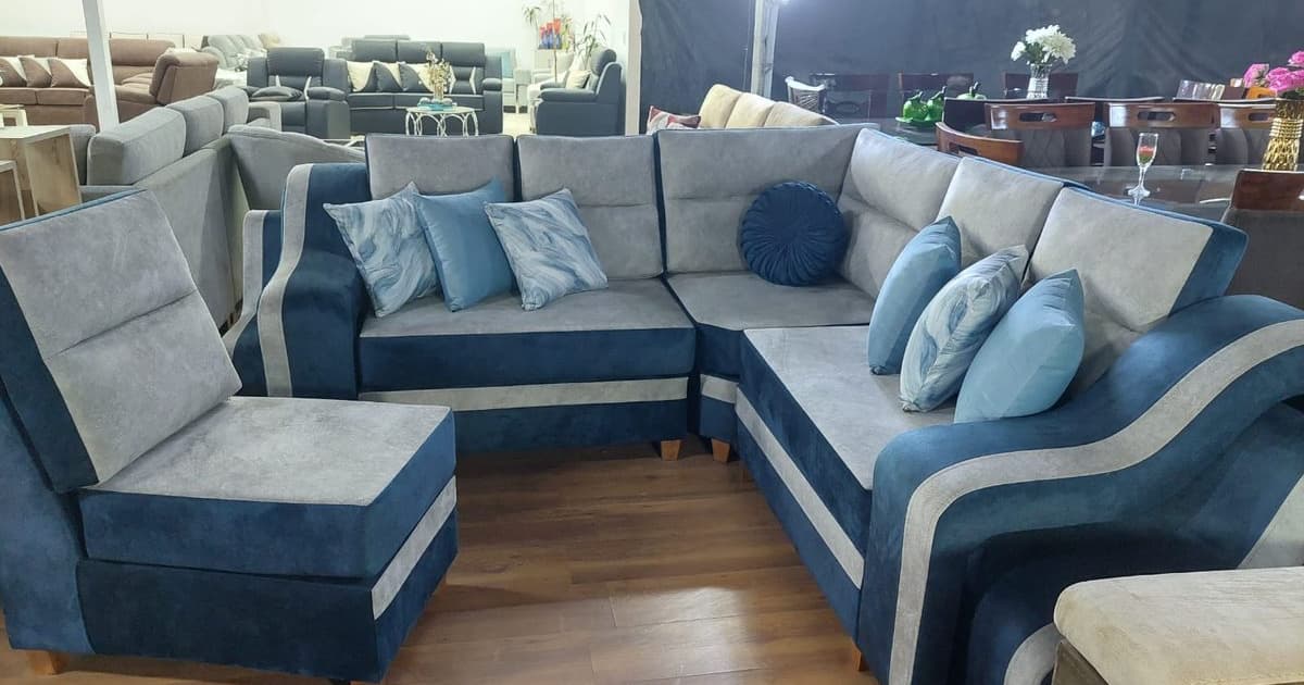 Juego de sala N8 - Azul Marino y Gris Claro | Muebles Bethel