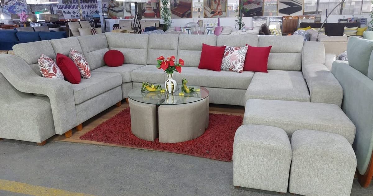 Juego de sala N11 - Beige Arena y Gris Plomo | Muebles Bethel