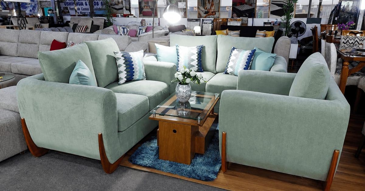 Juego de sala N12 - Gris Ceniza y Mostaza | Muebles Bethel
