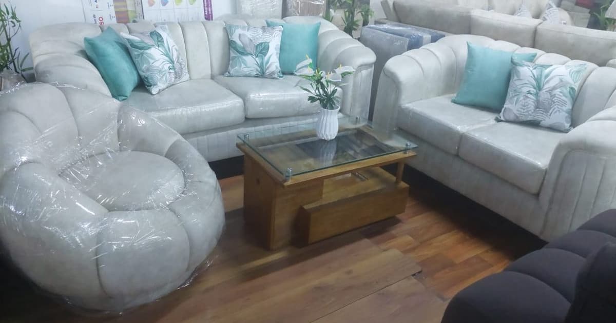 Juego de sala N13 - Azul Petróleo y Gris Claro | Muebles Bethel