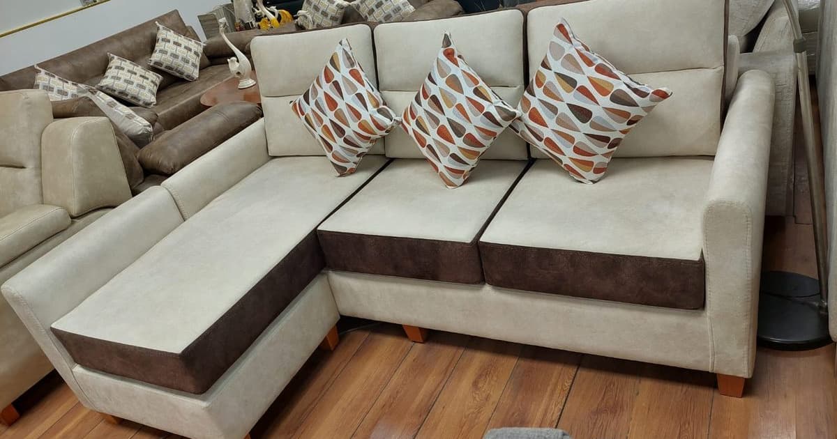 Juego de sala N4 - Lino Crema y Gris Claro | Muebles Bethel